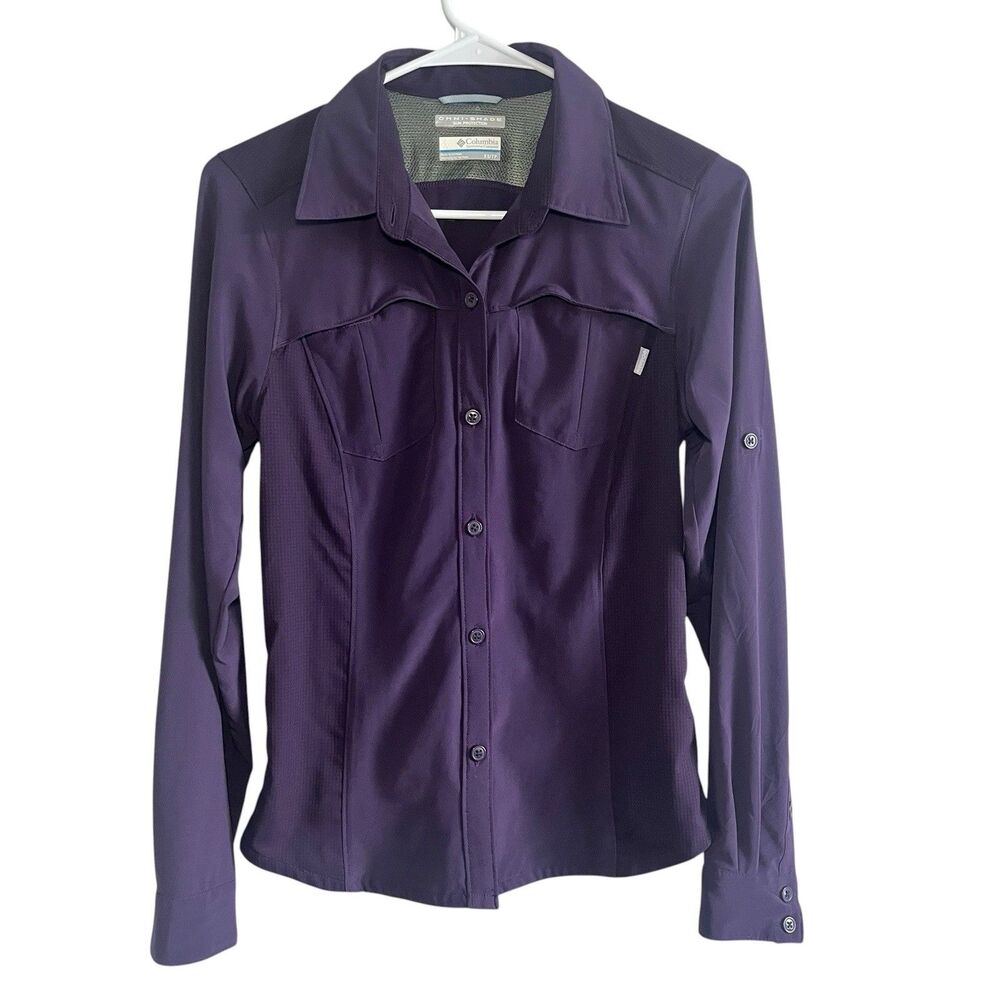 Columbia Silver Ridge Utility Long Sleeve Shirt Trail Hiking Purple Women XS